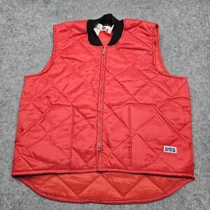 Vintage Big Smith Diamond Quilted Puffer Red Vest Jacket Mens Size XL USA Made‎